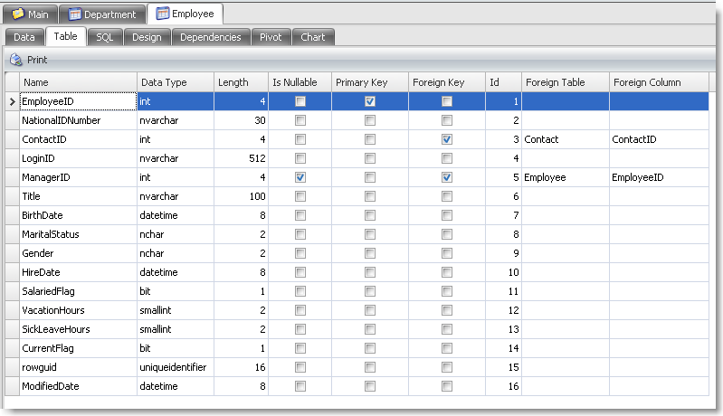 datadragon-dbstructure-ExploreTable